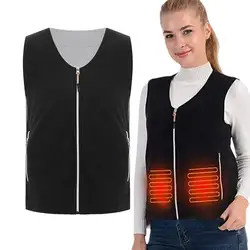 V-neck Winter Heated Vest 5 Zones Heating Jackets Crew Neck USB Electric Heating Thermal Warm Vests Adjustment Temperature