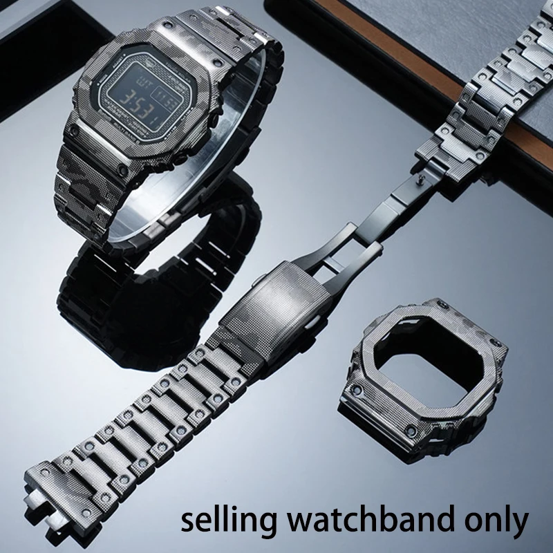 DIY Watchband and Case Set for Casio G-SHOCK 3459 Small Square GMW-B5000 Modified Metal Case Stainless Steel Watch Strap