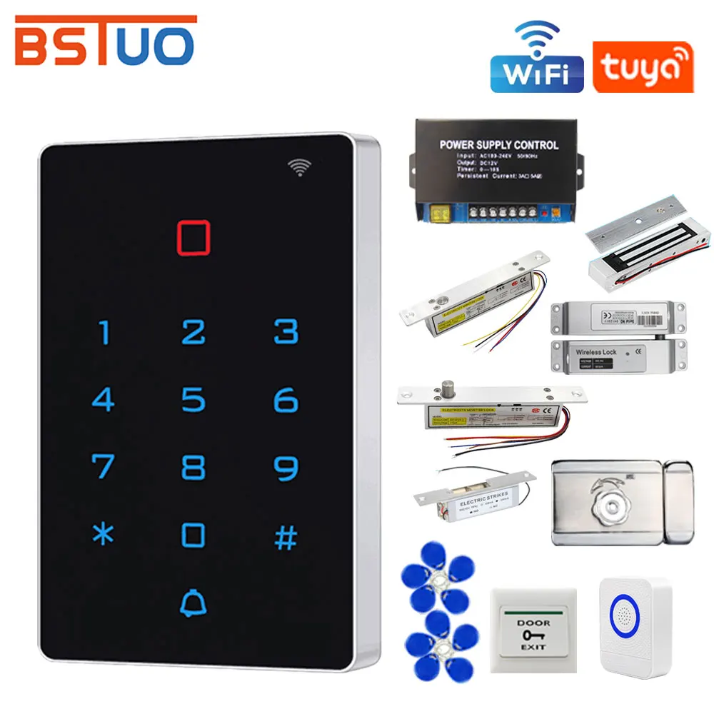 2.4G Wifi Tuya App IP67 Waterproof Access Control Kits Keypad 125Khz RFID Standalone Wiegand Output Rfid Reader Door Access Kits