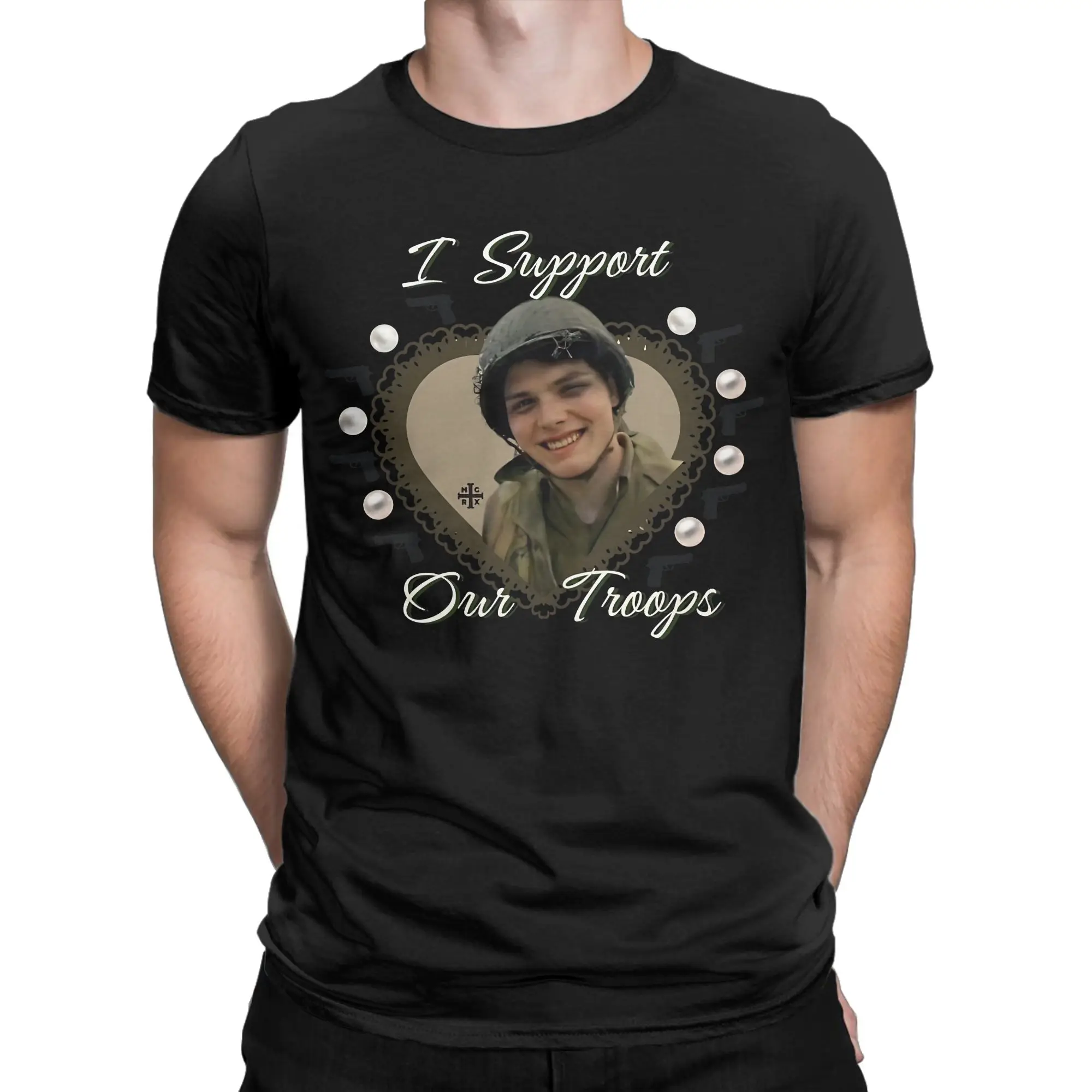 I Support Our Troops MCR Gerard Way Funny Graphic 100% Cotton T-Shirt My Chemical Romance Tops Tees For Men