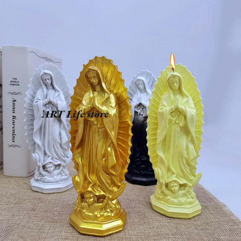 Große Jungfrau Maria Silikon Kerzenform 3D Freiheitsstatue Kunsthandwerk Harz Gips Gussform Heimdekoration Muttertagsgeschenk