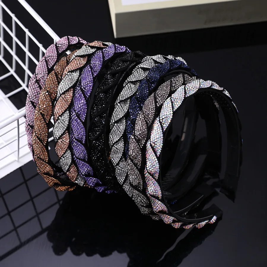 New Fashion twist pattern Antislip Multicolor Rhinestones Gorgeous Luxury Rhinestone Headband Prom Travel Gift Hair Accessories