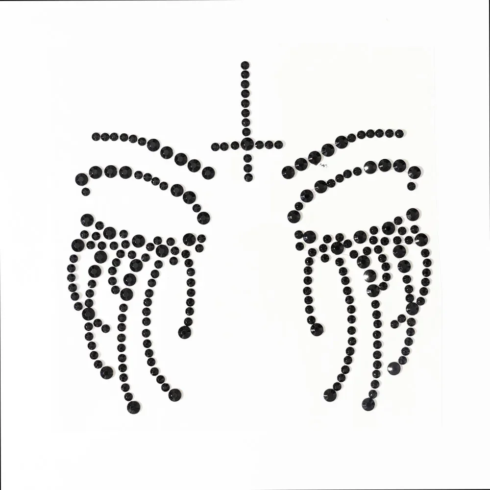 وشم عظام جمجمة مزيف للهالوين ، مجوهرات فنية للوجه ، ملصق حجر الراين للكرنفال ، ارتياد ليلي ، فن تجميل الجسم