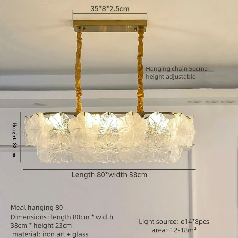 Wave Glass Chandelier Modern French Luxury Crystal Glass Led Pendant lamp Restaurant Living Room Bedroom Decoration Light