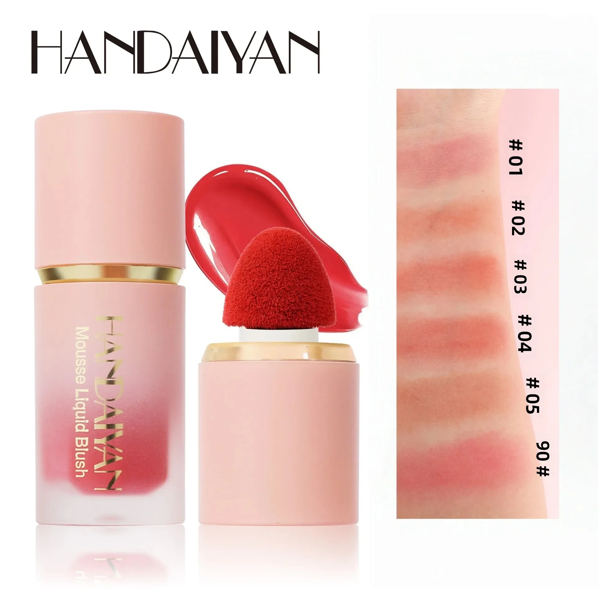 HANDAIYAN Liquid Blush Facial Matte Makeup Lasting Easy to Color Make Up Blusher With Sponge Brush Tip Velvet Rouge Cosmetics