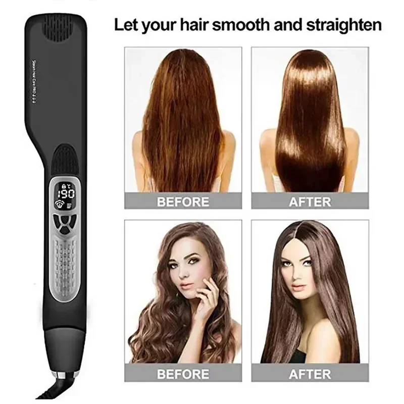 Professional Steam Hair Straightener Wet Hair Straightener Flat Iron Straightening Iron Brush Titanium Ceramic Hair Comb Curler