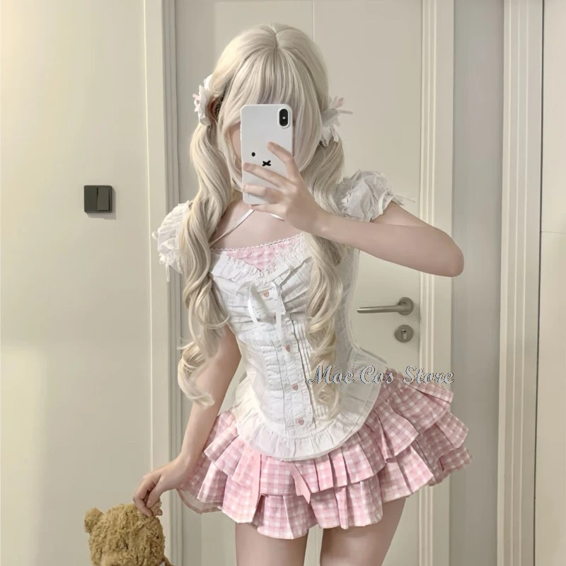 Anime Nana Komatsu Cosplay Dating Suit Pink Skirt Top Jirai kei NANA Cosplay Costume Wig Vintage Retro Outfit Halloween Manga view 5