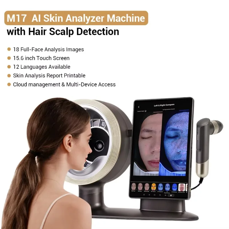 

Desktop M17 AI Skin Analyzer Facial Analysis Machine with Hair Scalp Handheld Detector
