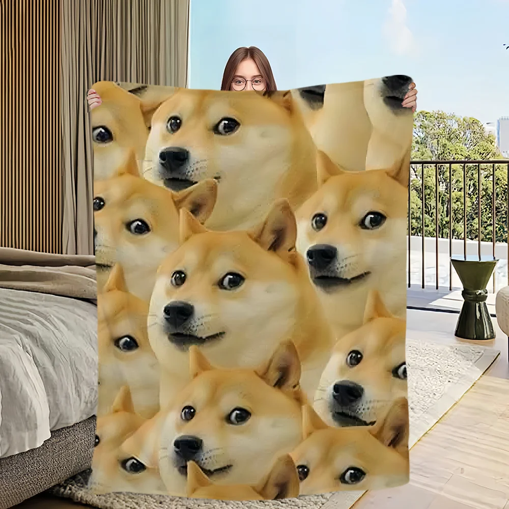 مضحك Cheems دوجي بطانية الفانيلا الدافئة الراحة لينة بطانية قطيفة ل أريكة غرفة المعيشة مكتب غرفة نوم السفر هدية #1