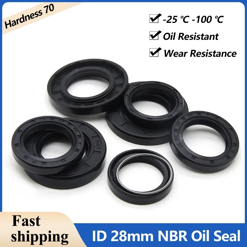 2/5/10pcs ID 28mm NBR Oil Seal TC-28*35/38/40/42/45/47/48/50/52/55/56/62*4/5/7/8/10/12mm Nitrile Rubber Shaft Double Lip Gaskets