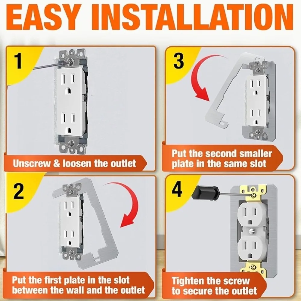 20 Pack Stainless Steel Wall Plate Spacer Dual Plate Design Stability Feature Electrical Box Leveler Outlet Switch Shim
