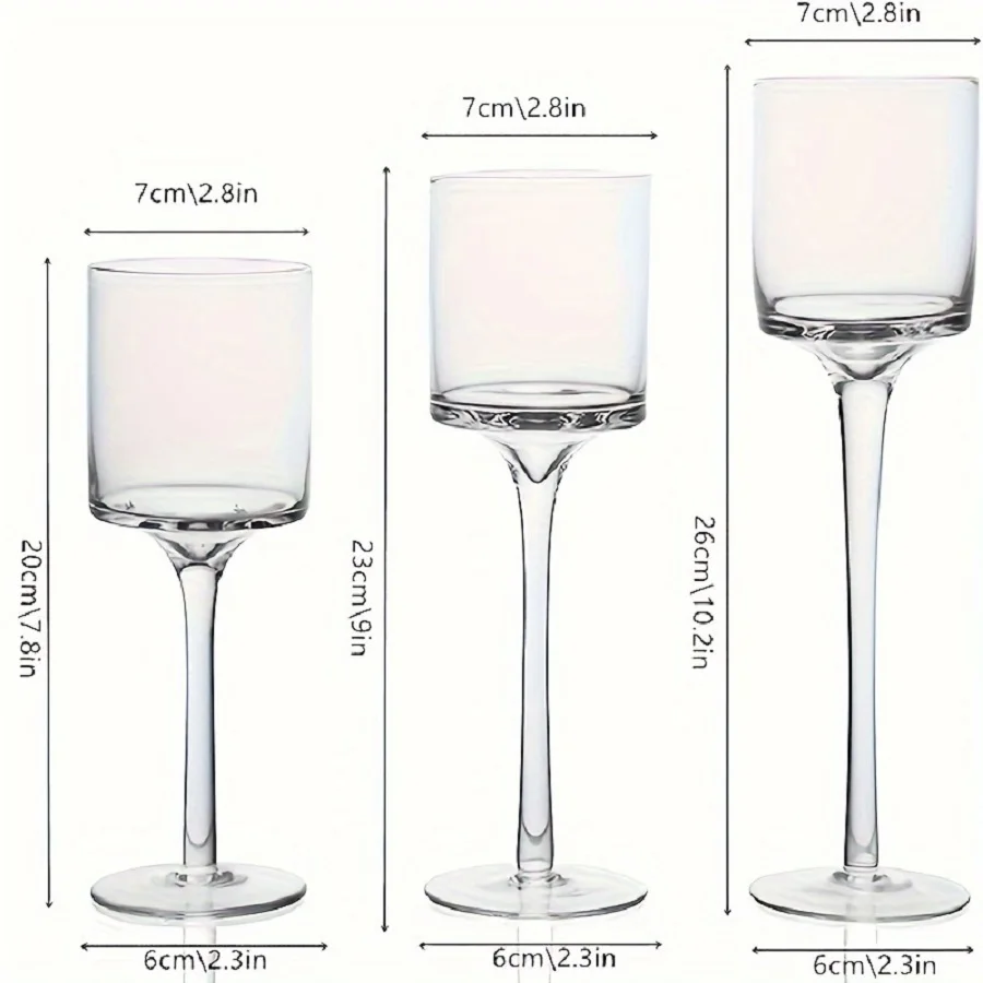 3pcs/set Glass Candle Holder,Tea Light Candle Holders,Tall Tealight Candle Holder For Table Centerpiece,Clear Candleholders
