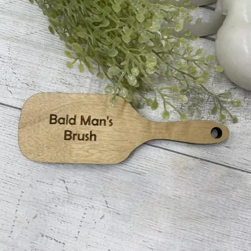 Bald Man Comb Funny Wooden Hairless Combing Brush and Toothless Comb Wooden No Bristle Hair Brush Gift for Friend Christmas gift