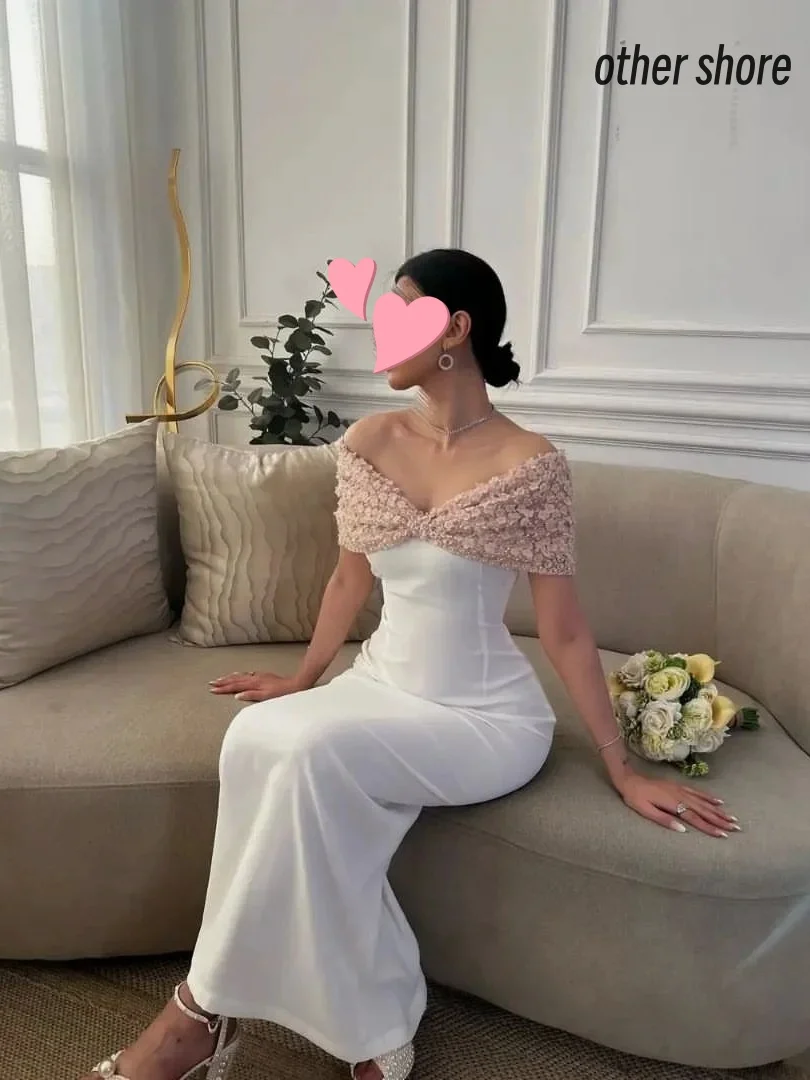 Other Shore Elegant Vintage Sweet Ivory Bow Flowers Off the Shoulder Customize Formal Occasion Prom Dress Evening Party Gowns