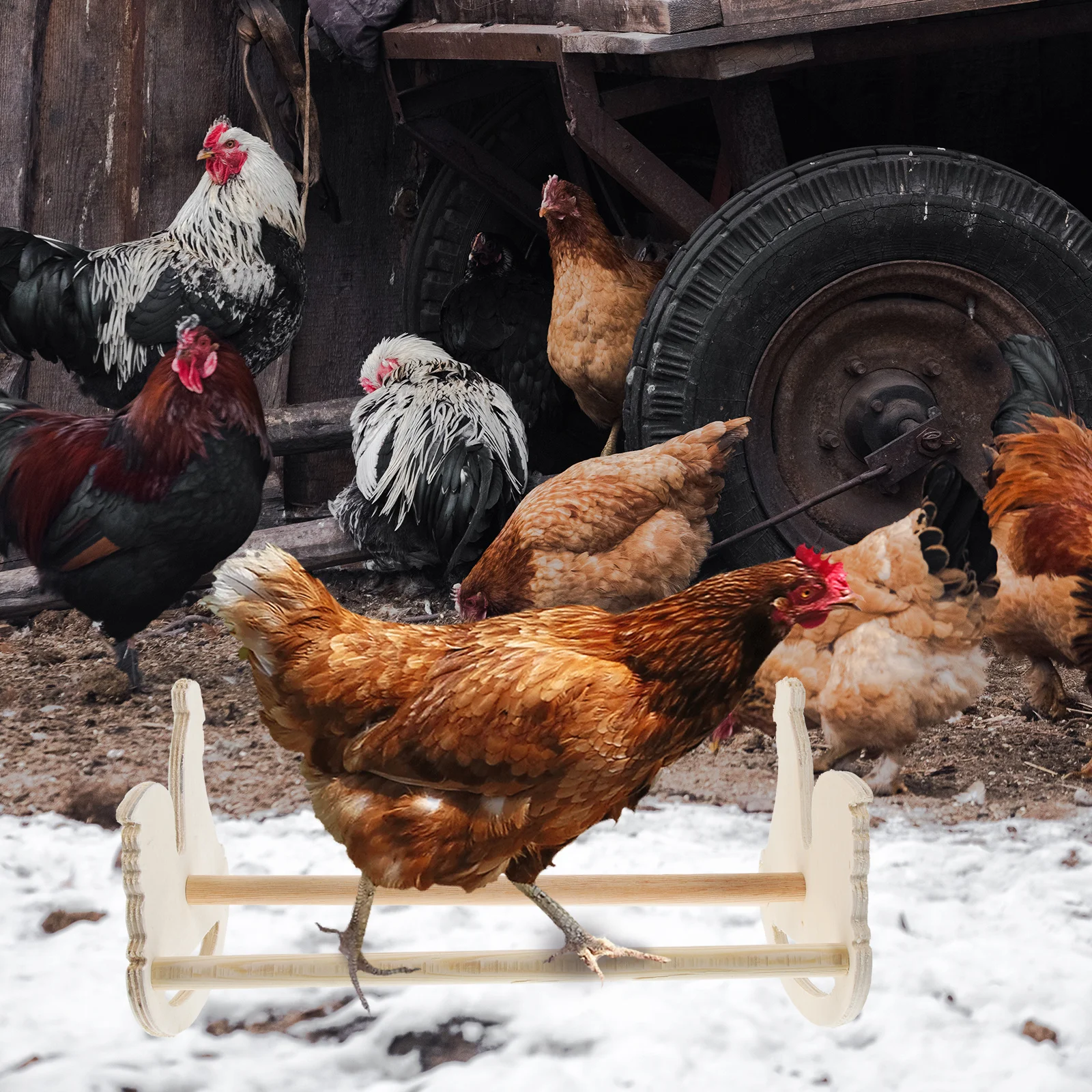 

Chicken Shape Perch Stand Wooden Bite-Resistant Poultry For Hens Roosting Indoor Play Stable Base Pet Supplies