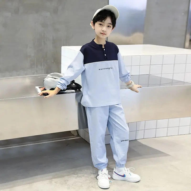 

Cotton Men's Children's Sets Suit Kids Clothes Boy Outdoor Clothing Tops Korean 2025 Summer Boys Top Bottom Set Junior Boys' New