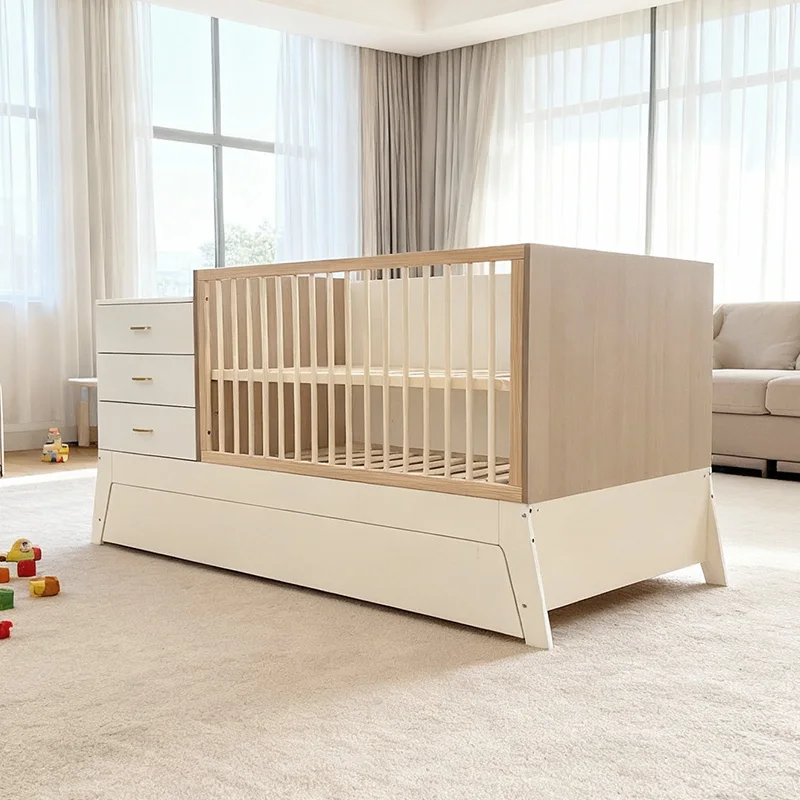 

Многофункциональная раскладная детская кроватка-трансформер 4-в-1 класса люкс из дерева для новорожденных