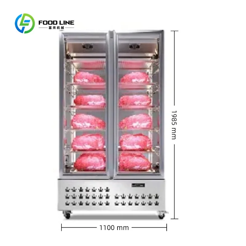 Customized double door commercial 304 stainless steel 800L dry cooked meat display cabinet air-cooled automatic defrosting - view 2