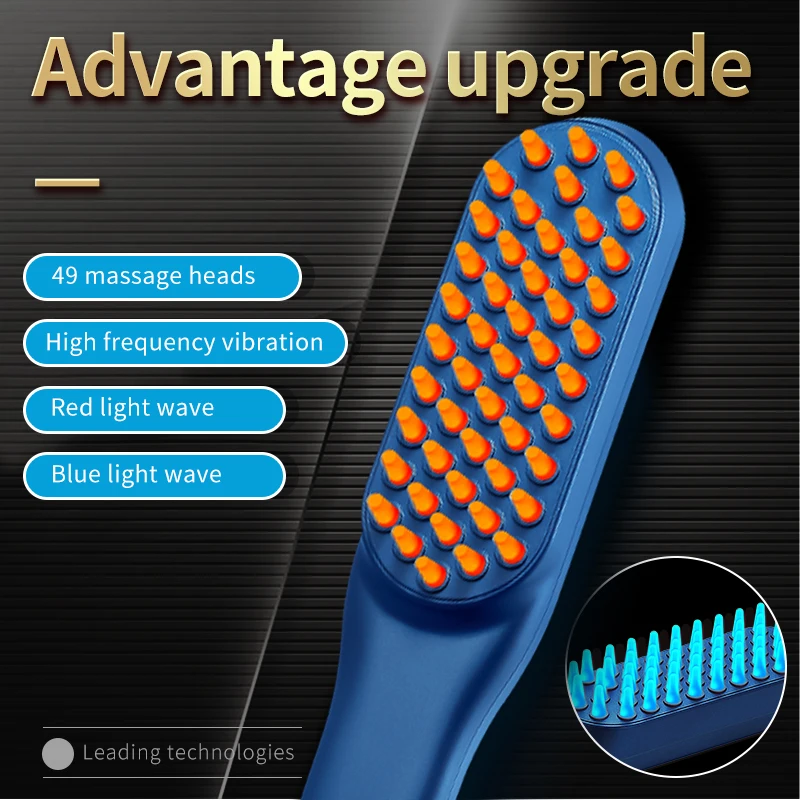 

Negative Lon Hair Growth Comb Anti Hair Loss Therapy Brush Phototherapy Stress Relief Massage Vibration Scalp Massager HairCare