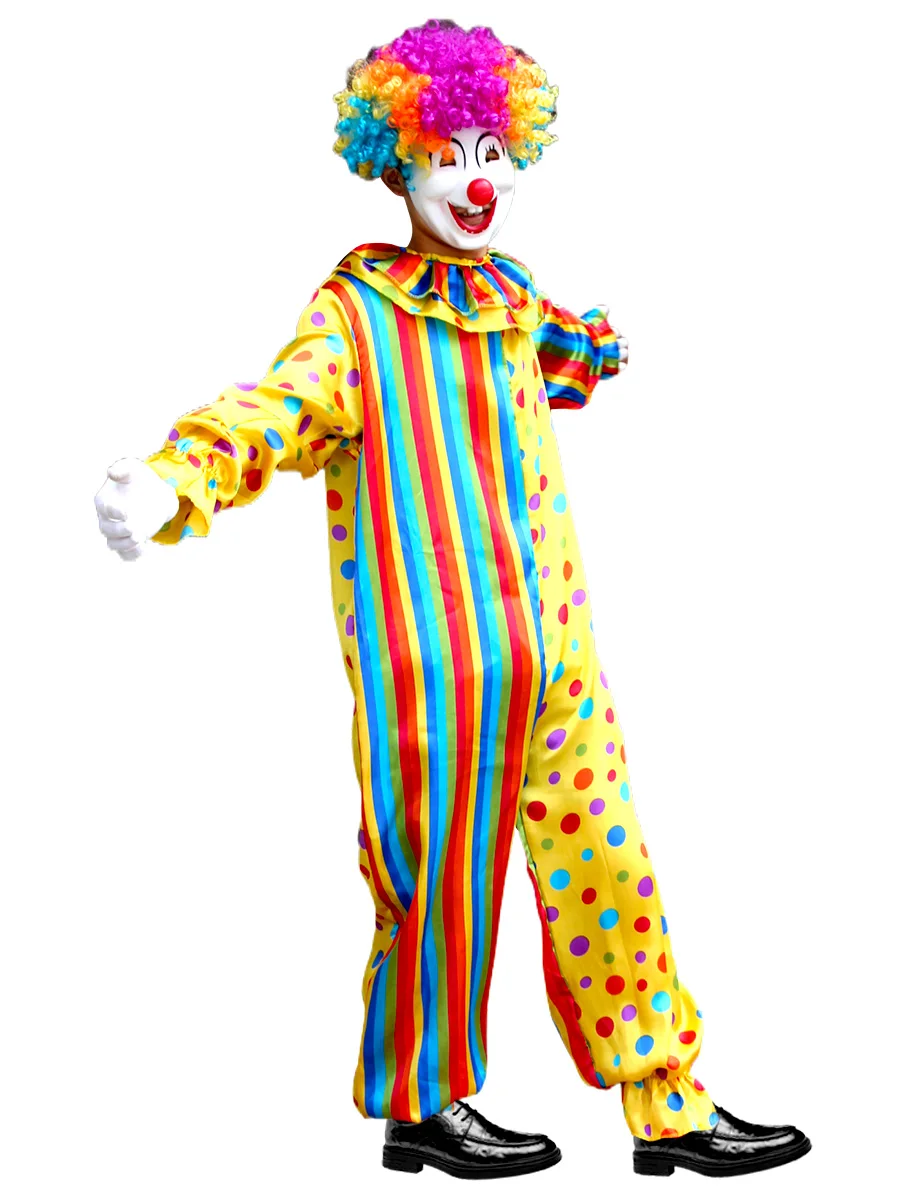 Adult Rainbow Clown Jumpsuit Featuring A Bright Colorful Pattern Funny Clown Costume Set for Height 165-185cm image 2