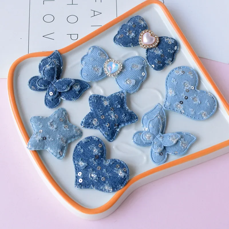 

5pcs cute blue love star cartoon resin flatback diy kawaii resin accessories crafts materials scrapbooking embellishment