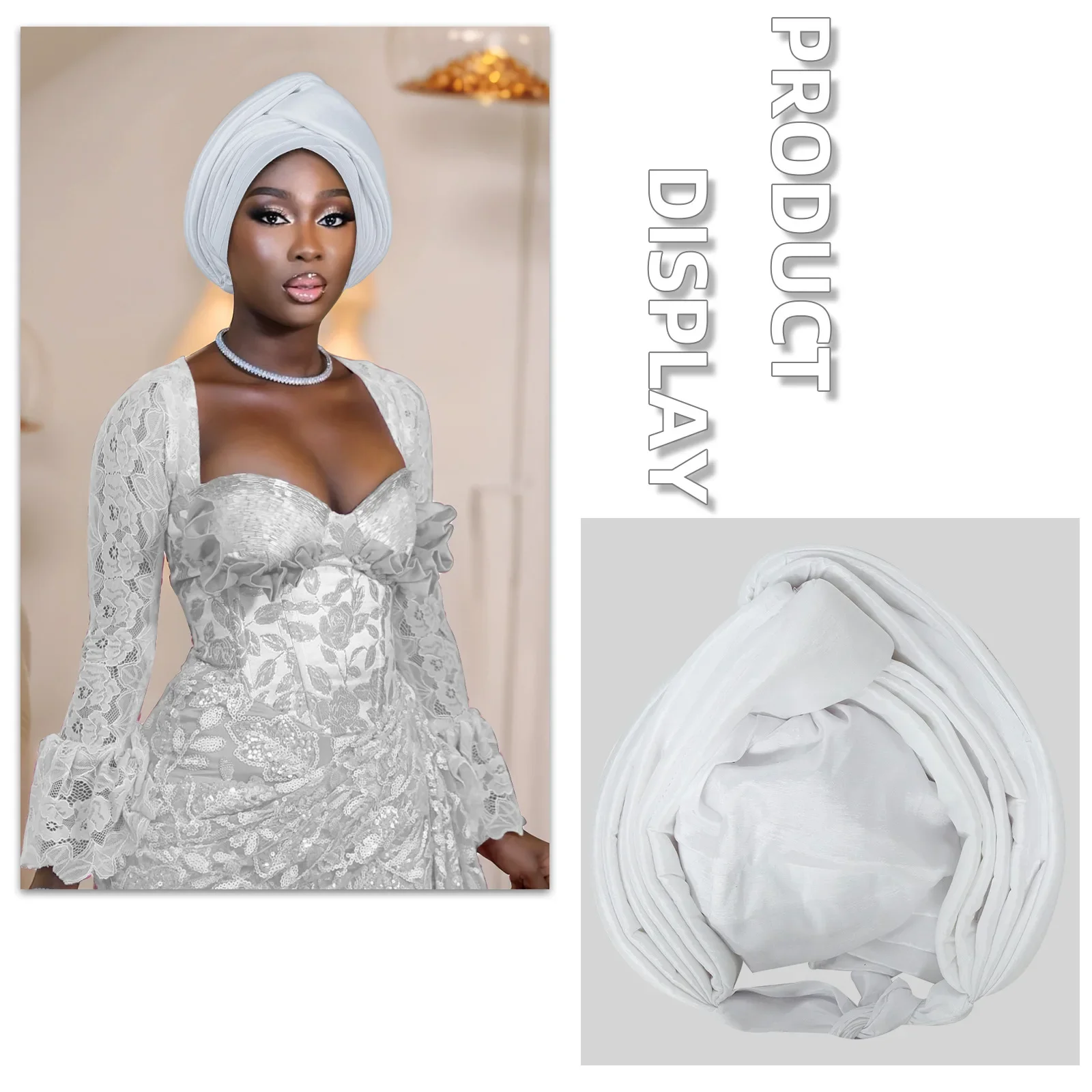 

Women's African Turban Cap Muslim Headscarf Bonnet Nigeria Female Head Wraps Caps Wedding Party African Headpiece Headtie New