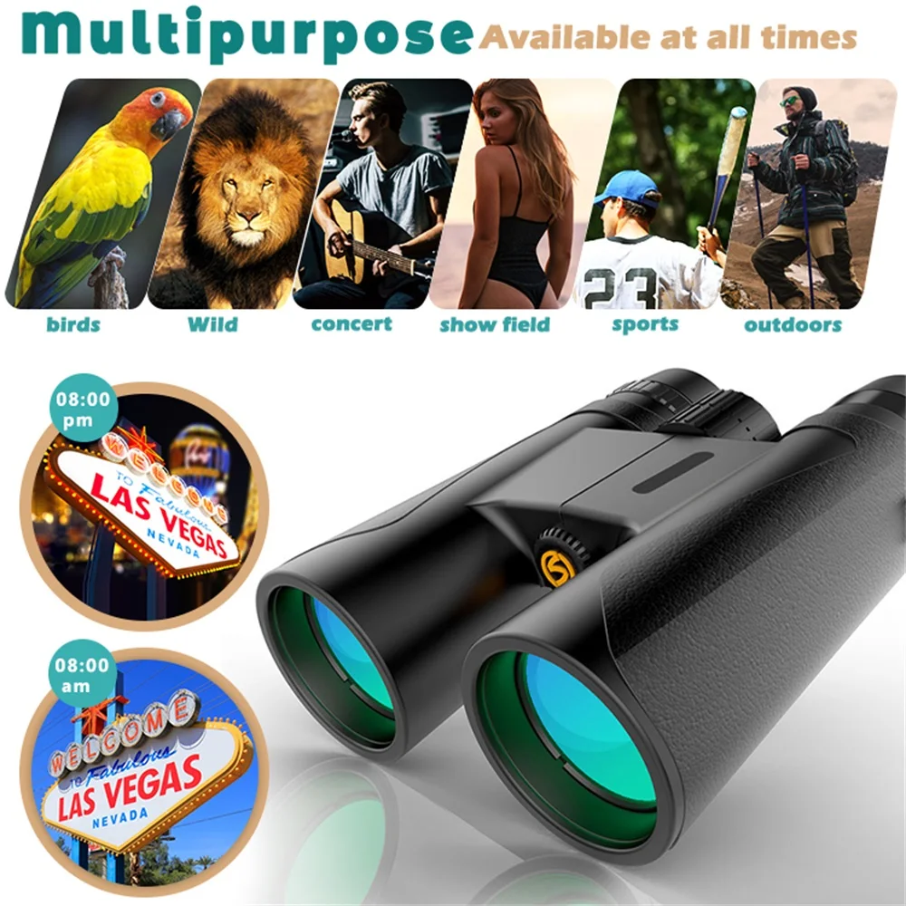 Suncore-telescopio profesional impermeable JN12X42, binoculares de caza con visión grande de 114m/1000m, lente prismática BAK4 para acampar