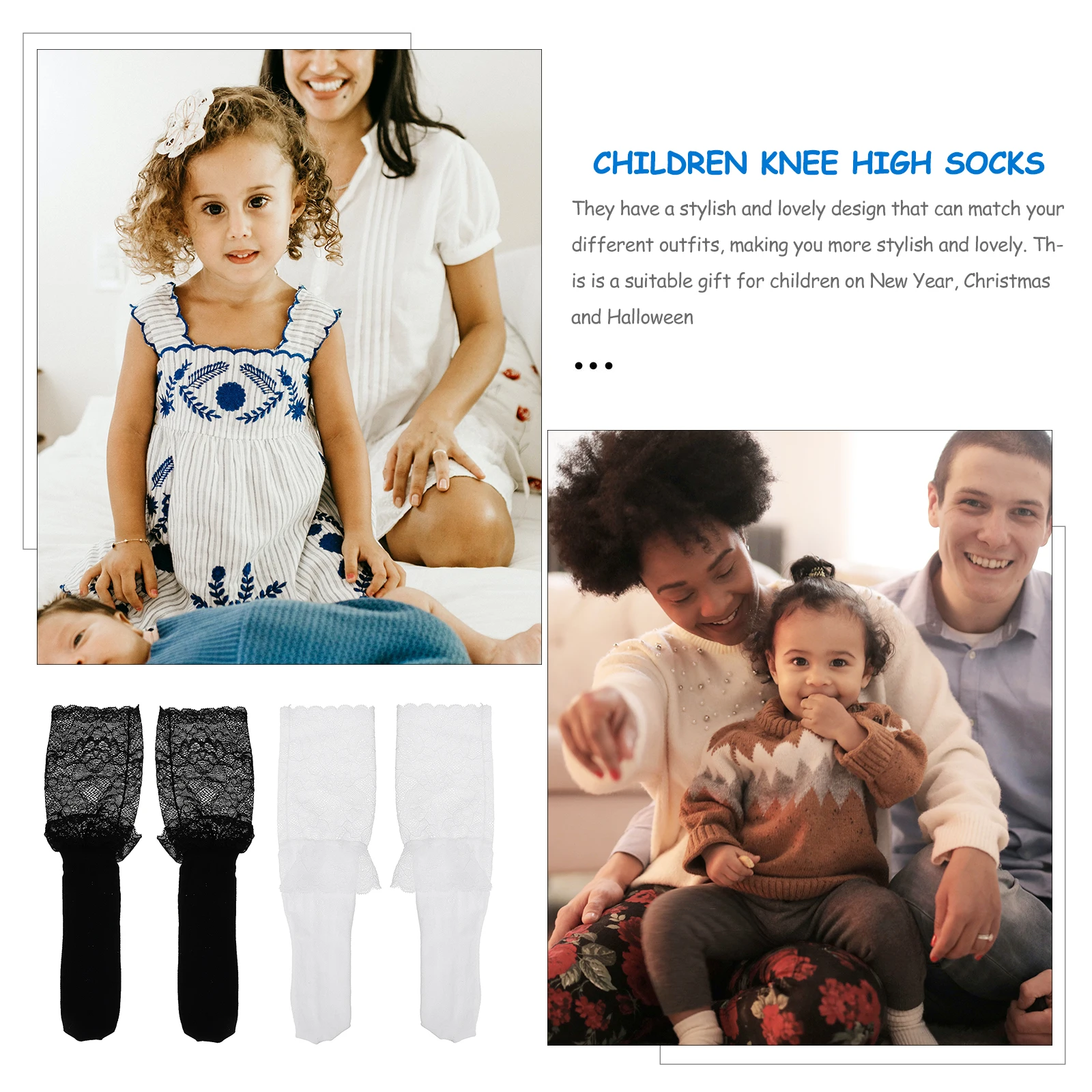 

2 Pairs Children Knee High Socks White Summer Anklets Nylon Lace Mesh Stocking Girls Sweet Design Matching Dresses Shorts