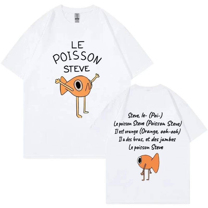 لو بويسون ستيف مضحك السمكة الذهبية ميمي تي شيرت الرجال النساء موضة الجدة تي شيرت المتضخم القطن عادية عالية الجودة تي شيرت