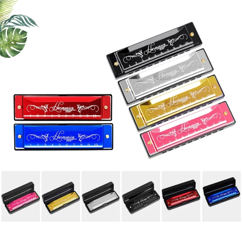 10 Hole 20 Tones Harmonica Key-of-C Professional Blues Harps Mouth Organ Harmonica Easy-playing Musical Instrument