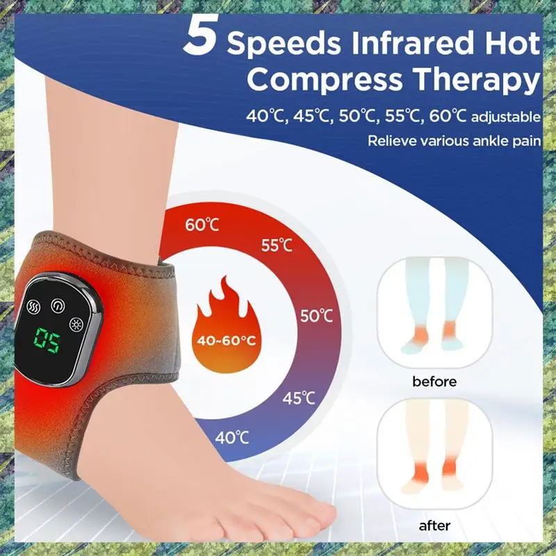 

Nana Electric Foot Ankle Massager With Heat & Vibration Cordless Heating Pad Ankle Wrap For Sports Recovery Warm Brace Belt