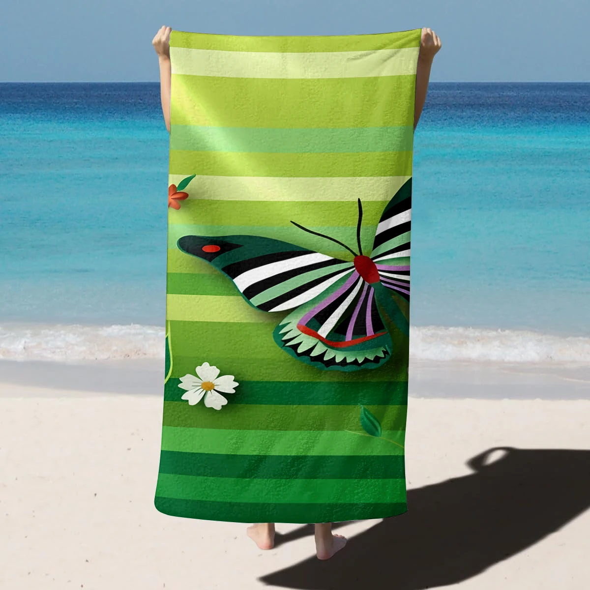 

Пляжное полотенце с рисунком бабочек и цветов, быстросохнущее, для семьи и друзей, для йоги, туризма, пляжа, спортзала, кемпинга, плавания, 1 шт.