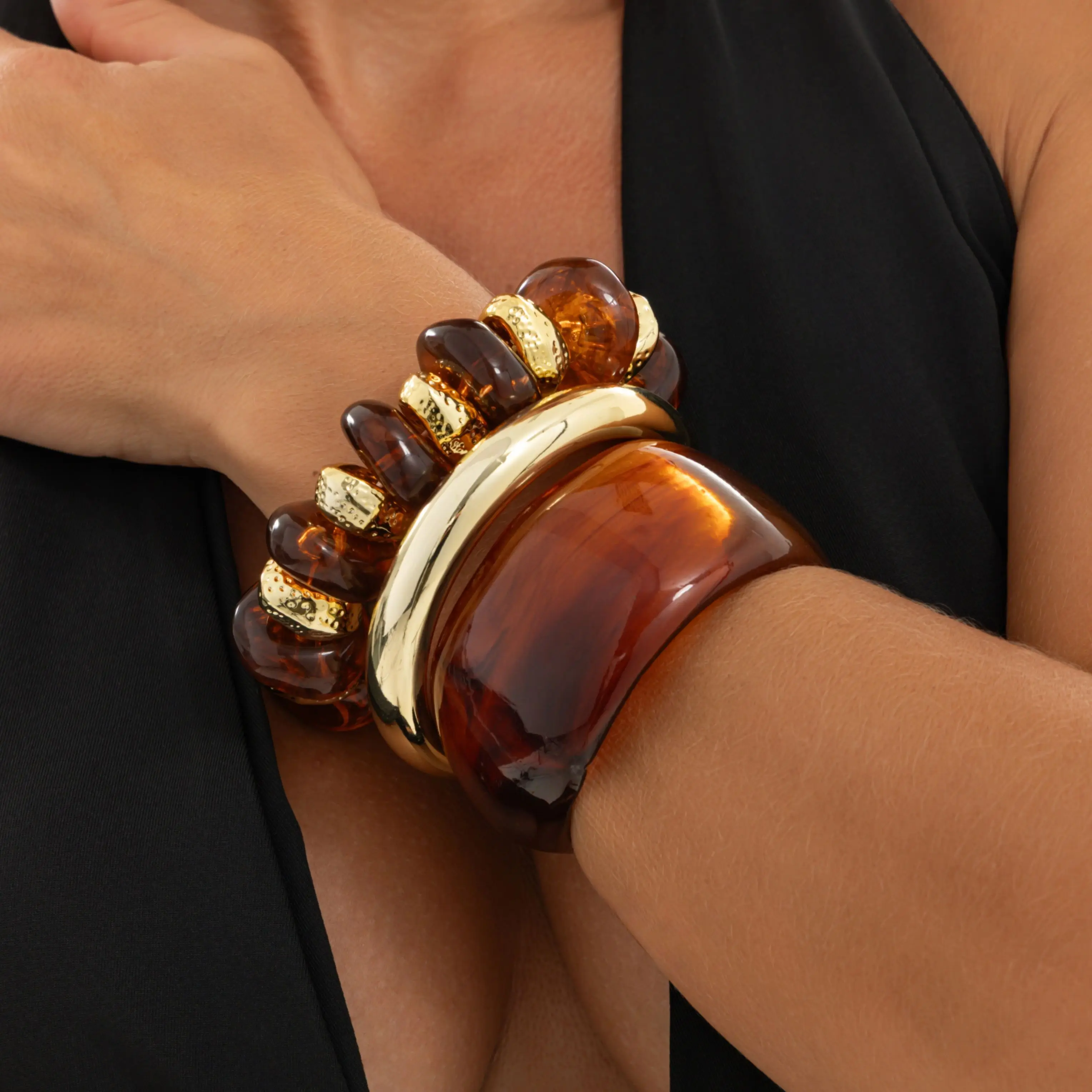 SHIXIN 3Pcs/set Vintage Geometry Resin Wide Bangles Women Men Retro Acrylic Beaded Chunky Bracelets Boho Stackable Wrist Jewelry
