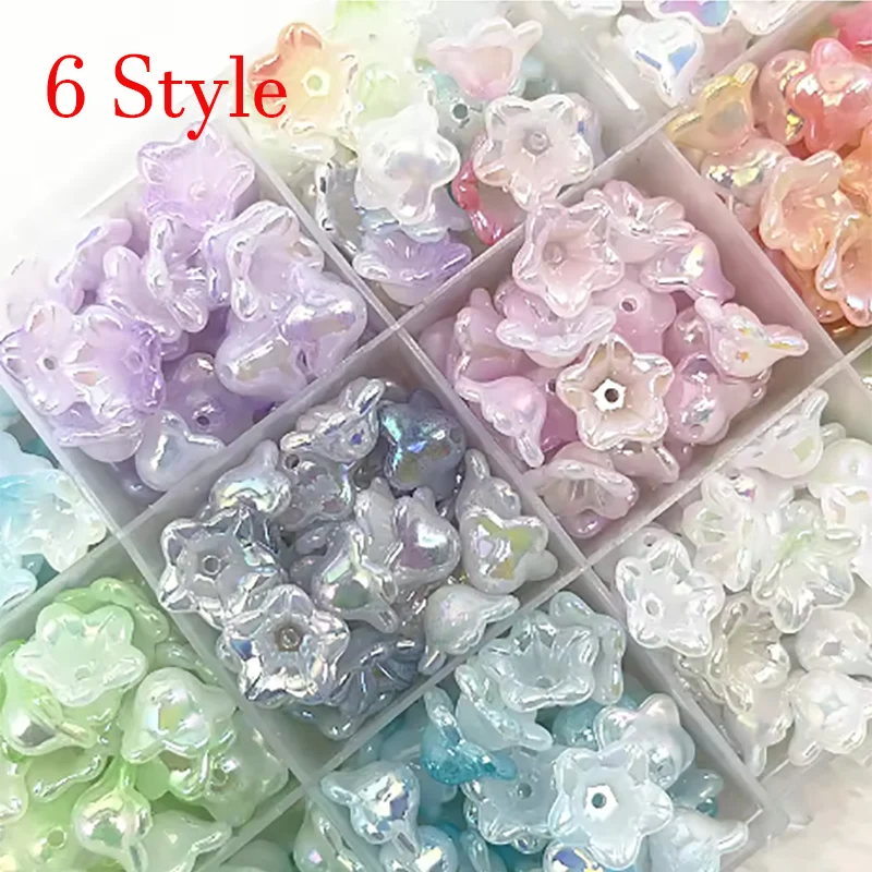 100 Teile/los Acryl Bellflower Perlen Kappen Schmuck Erkenntnisse Charms Armbänder Spacer Perlen für Schmuck Machen 7x13mm