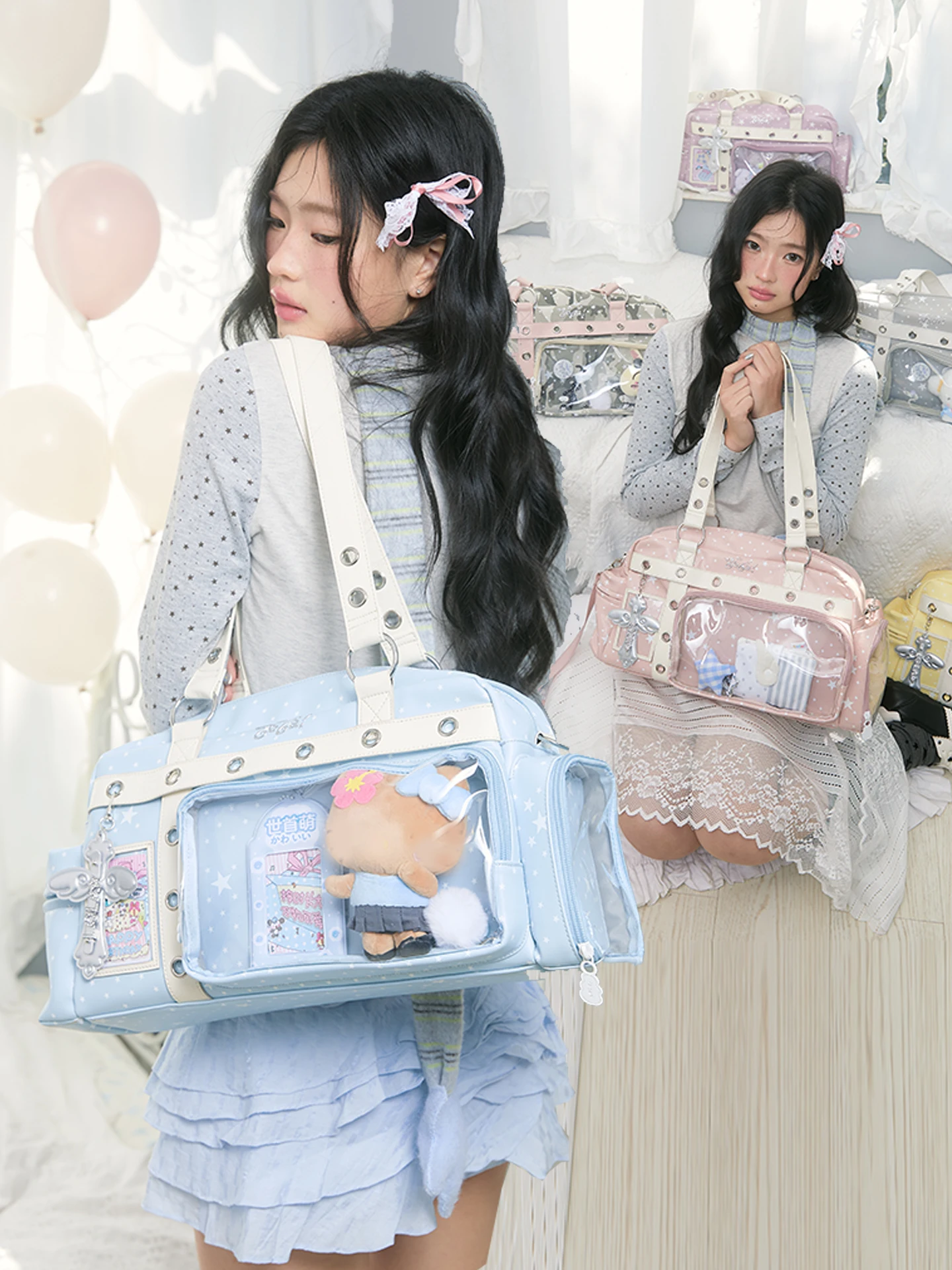  Design Large Capacity Boston Shoulder Crossbody Bag for Star Chasers Ins Bag with Multiple Compartments Sweet Cool Style