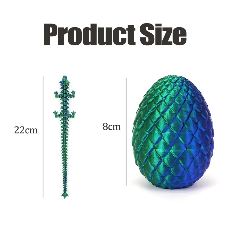 3D Impresso Dragon Egg com Dragon, Modelo Articulado Completo, Movable, Rotatable, Desktop Ornament, Kid Toy, 1 Pc, 2Pcs