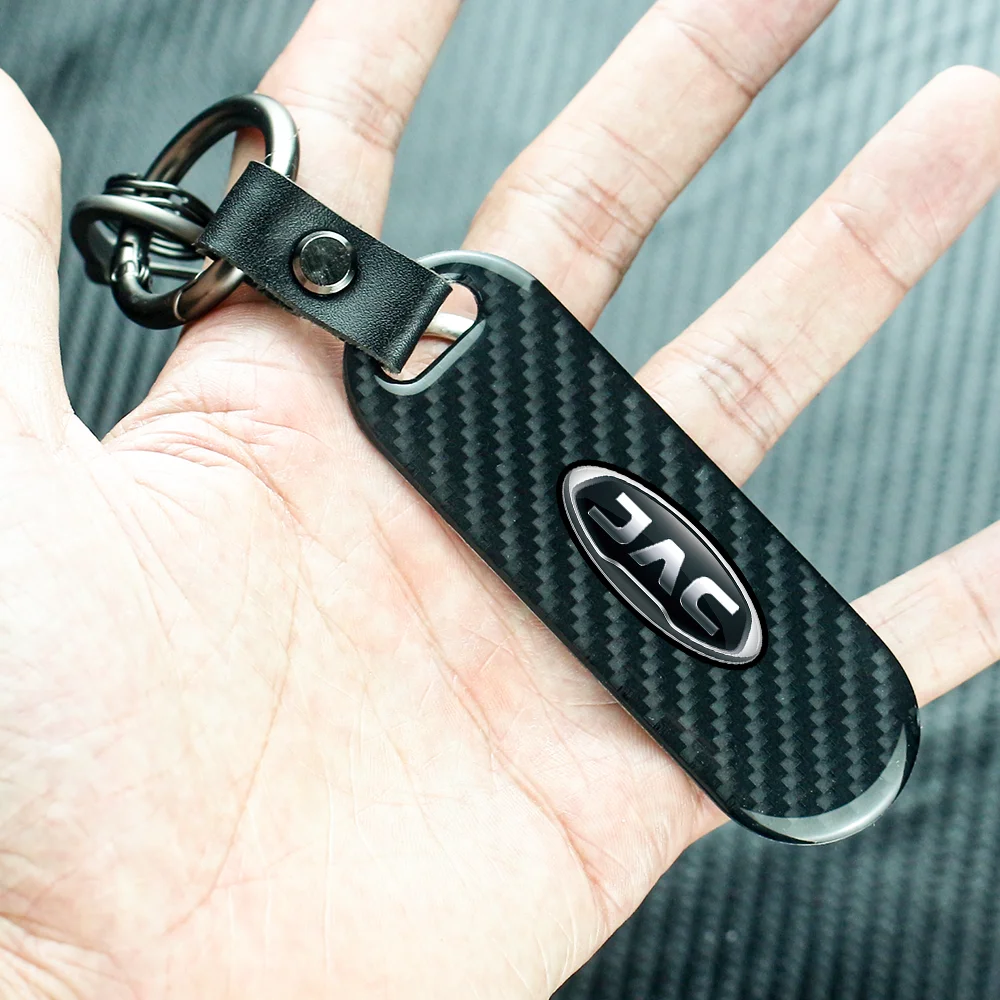 Carbon Fiber Car Keychain Pendant Keyring Horseshoe Buckle For JAC S2 J3 Board JS2 S3 J2 S5 T8 Refine J5 J6 Vapour Accessories