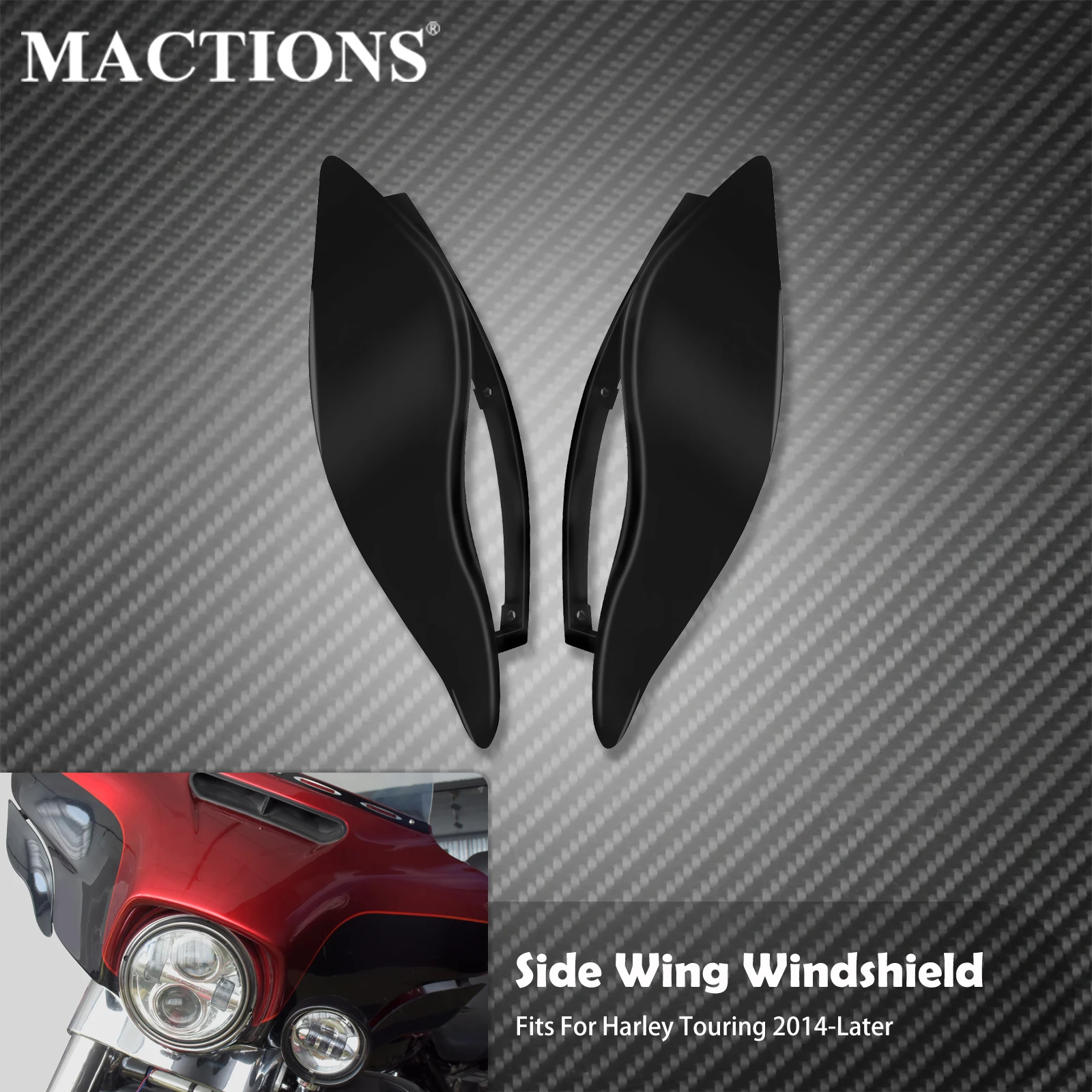 Motorcycle Adjustable Windshield Side Wing Windshield Air Deflector For Harley Touring Electra Street Tri Glide FLHX FLHT 14-Up