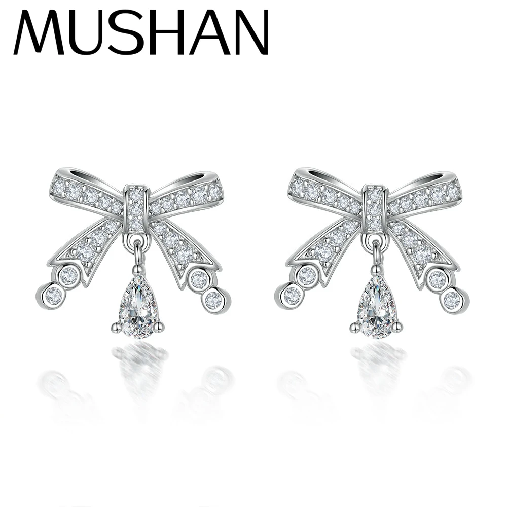 

MuShan Luxury Jewelry 925 Sterling Silver Earrings Zircon 7A Stud Anniversary for Girls Rhodium Plated Fine Jewelry Earring