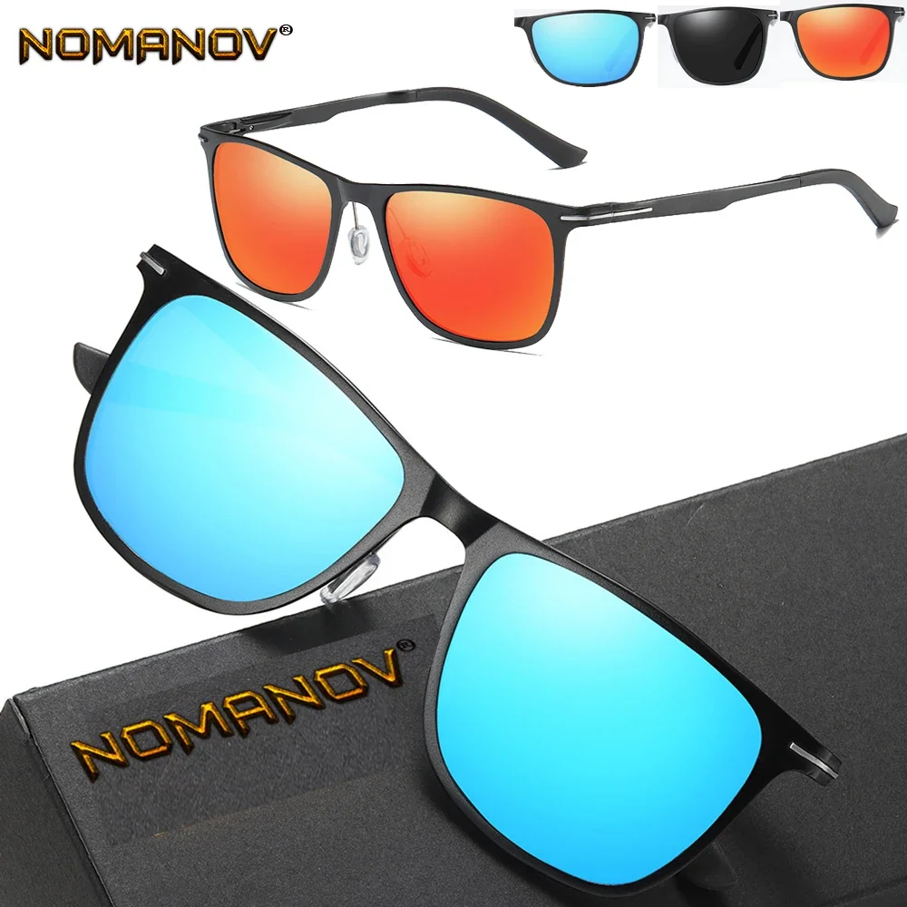 AL-MG Big Square Men Women Sun Glasses Polarized Mirror Blue/ Red Sunglasses Custom Made Myopia Minus Prescription Lens -1 to -6