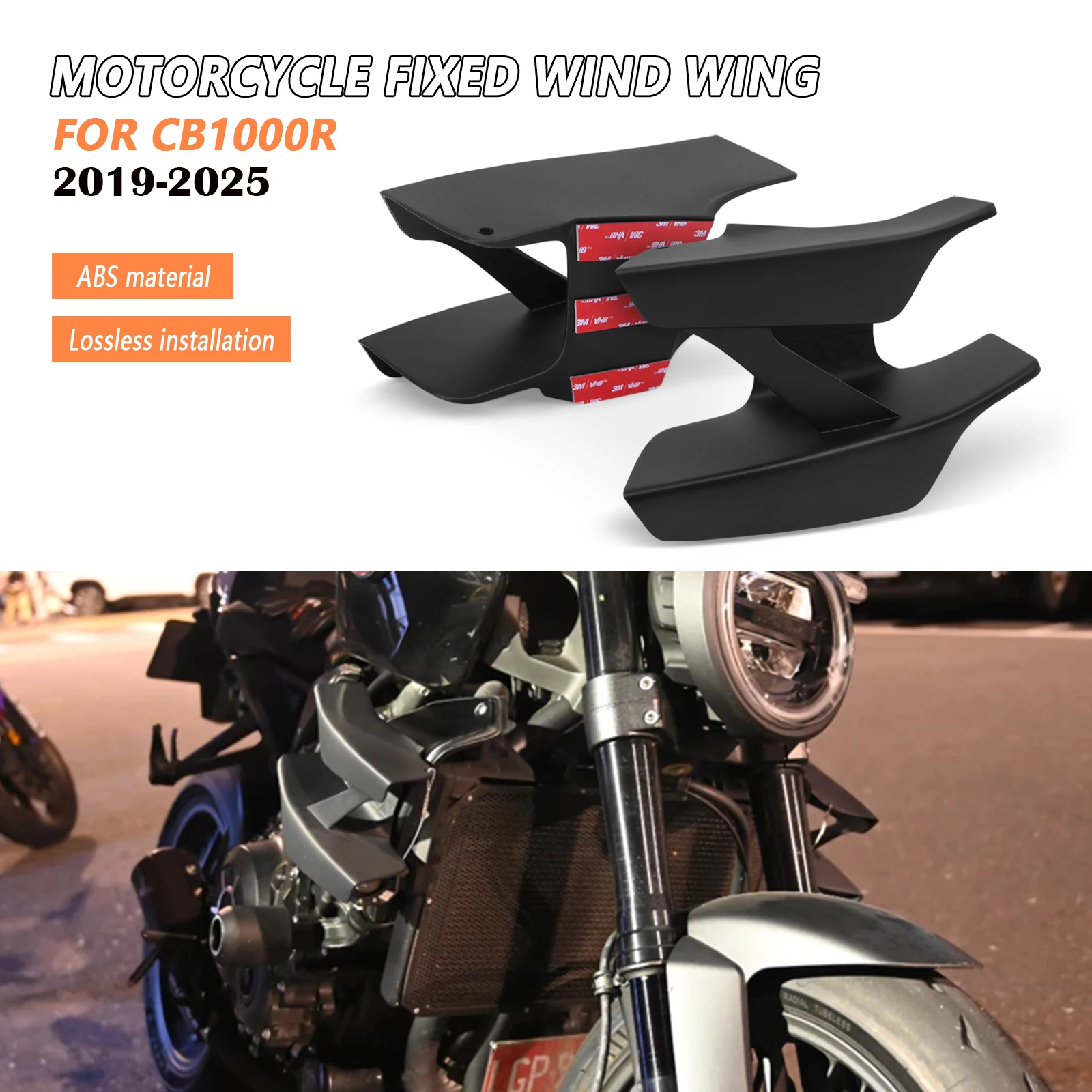 

Motorcycle Accessories GP Winglet Side Downforce Naked Spoiler Fixed Fairing Wing Deflector For Honda CB1000R 2019-2024 2025