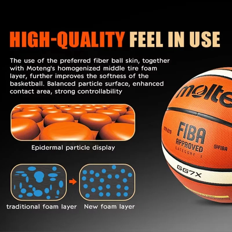 Rutschfester Basketballball aus PU-Leder, verschleißfest, für Erwachsene, Kinder, drinnen, draußen, offizielles Spiel