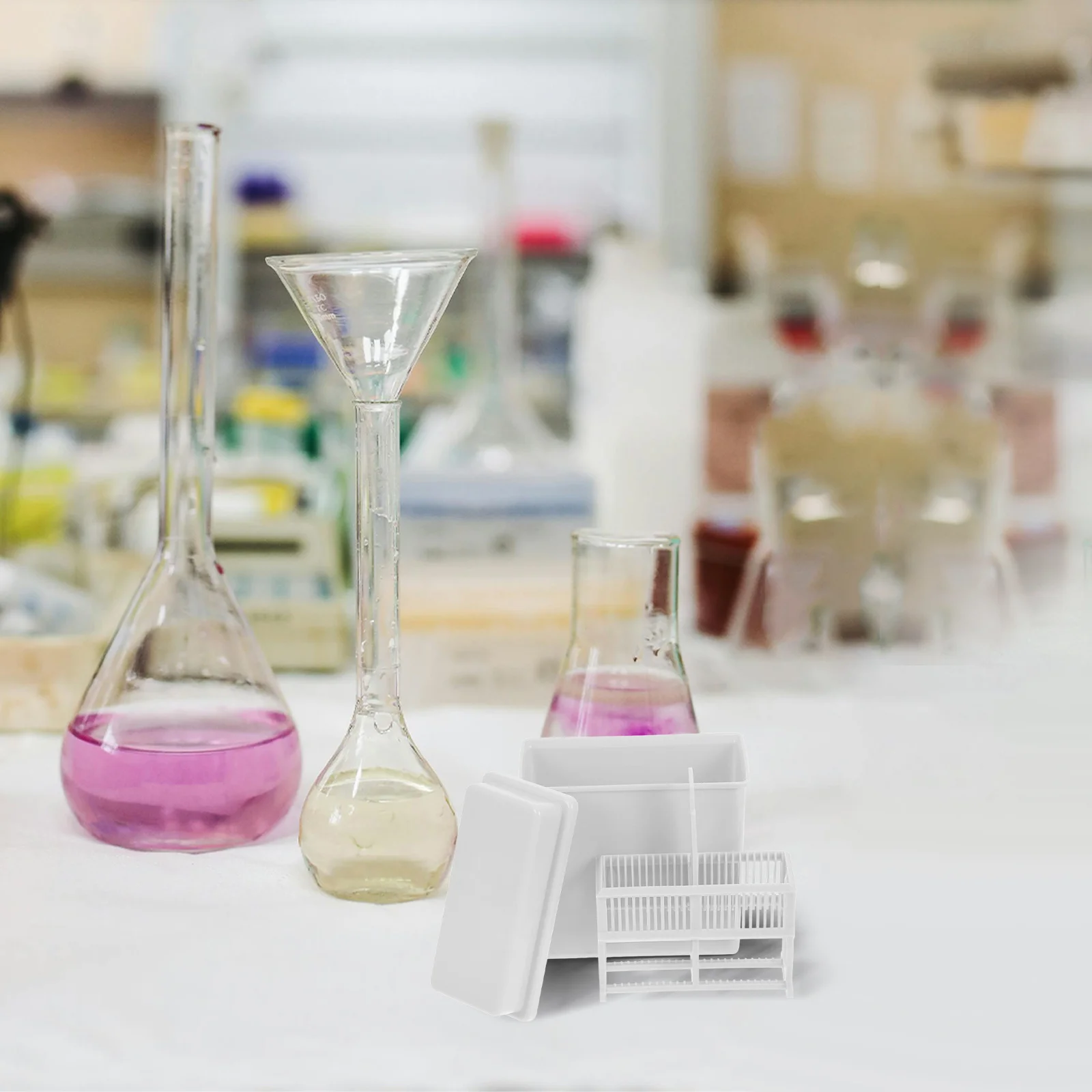 

2Sets Microscope Slide Staining Jar Rack Multi-Slot Plastic Slide Holder Lab Storage Shelf Efficient Drying Stand