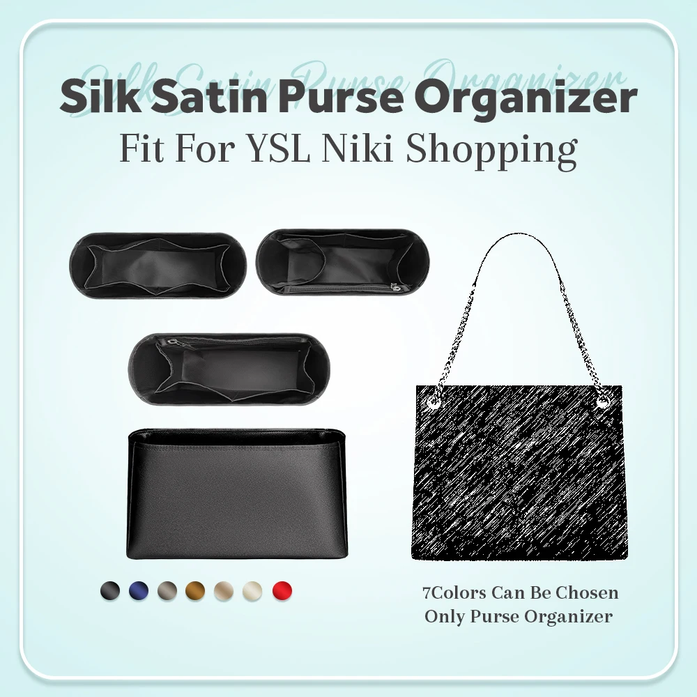 Silk Satin Purse Organizer Insert, Inside Storage Bag Organizer Insert Fit for YSL Niki Shopping Smooth Inner Liner Bag In Bag