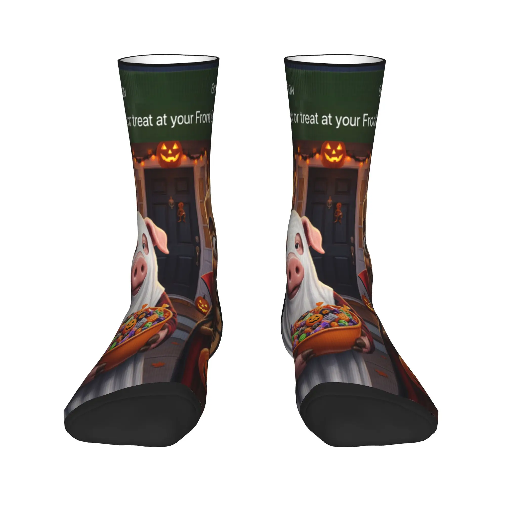 Motion At Your Door Tung Sahur Brainrot Halloween Stockings Men Socks Breathable Casual Socks Autumn Non Slip Graphic Socks