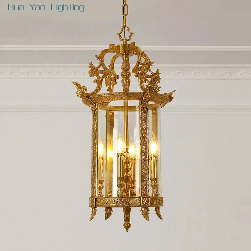 

French Chandelier European Dining Room Brass Porch Balcony Corridor Foyer Rustic Vintage Antique Luxury Light Fixtures