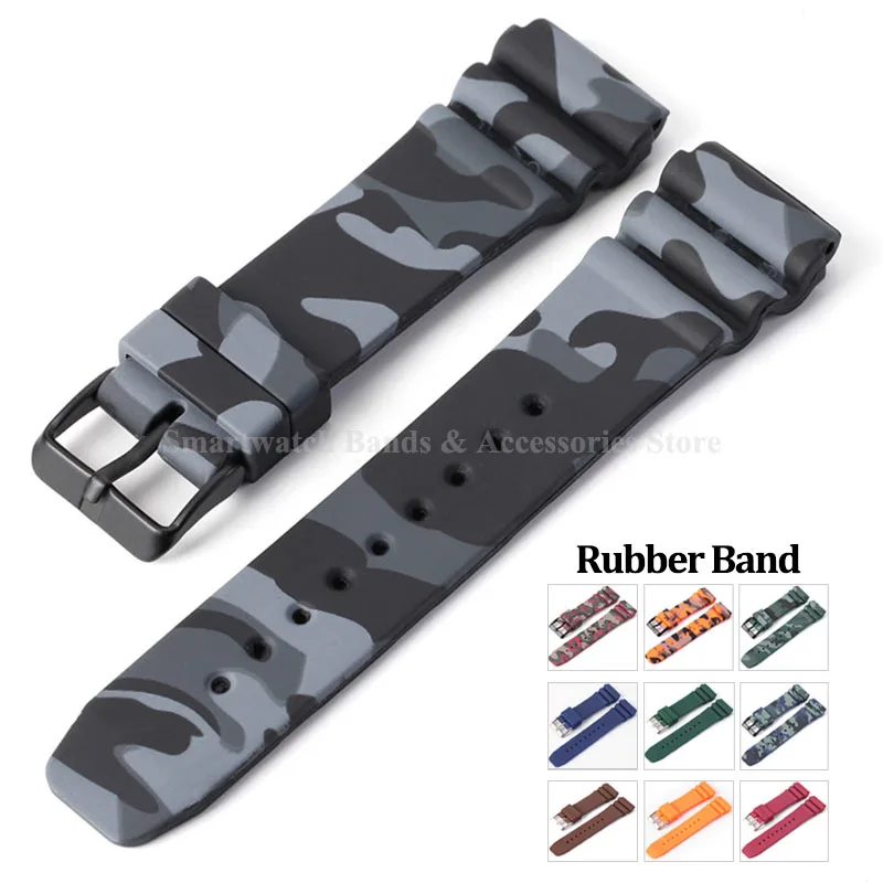 Camouflage Rubber Watch Strap Universal Replacement Bracelet for Men Women Soft Silicone Wrist Band Metal Buckle Bracelet 22mm