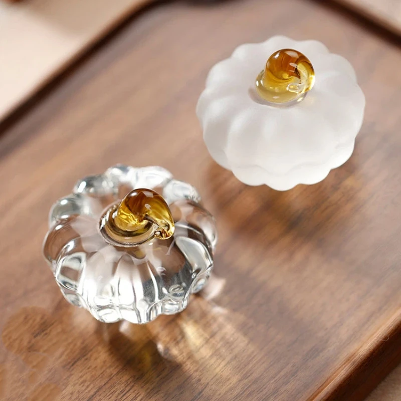 Pumpkin Glaze Crystal Glass Paperweight Creative Study Ornament Stone Pen Rest and Pen Holder Paper Press Calligraphy Stationery