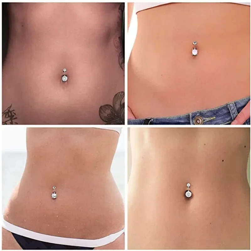 G23 Titanium PIERC Internal Thread Navel Piercing Dangle Body Sexy Belly Button Rings Zircon Square Heart Prong Set Navel Rings