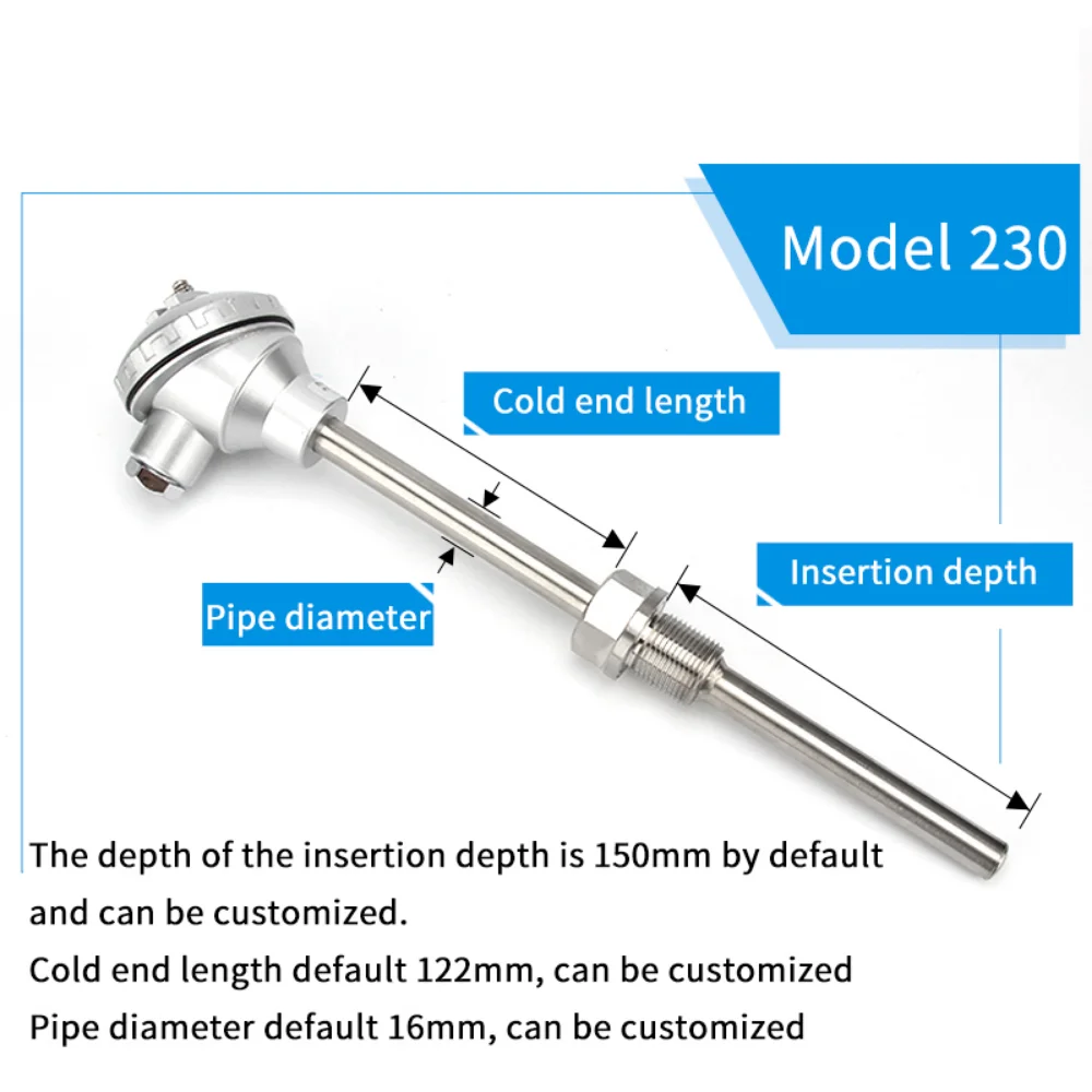 K type temperature sensor WRN~130 / 230 probe transmitter armored stainless steel explosion-proof platinum RTD thermocouple